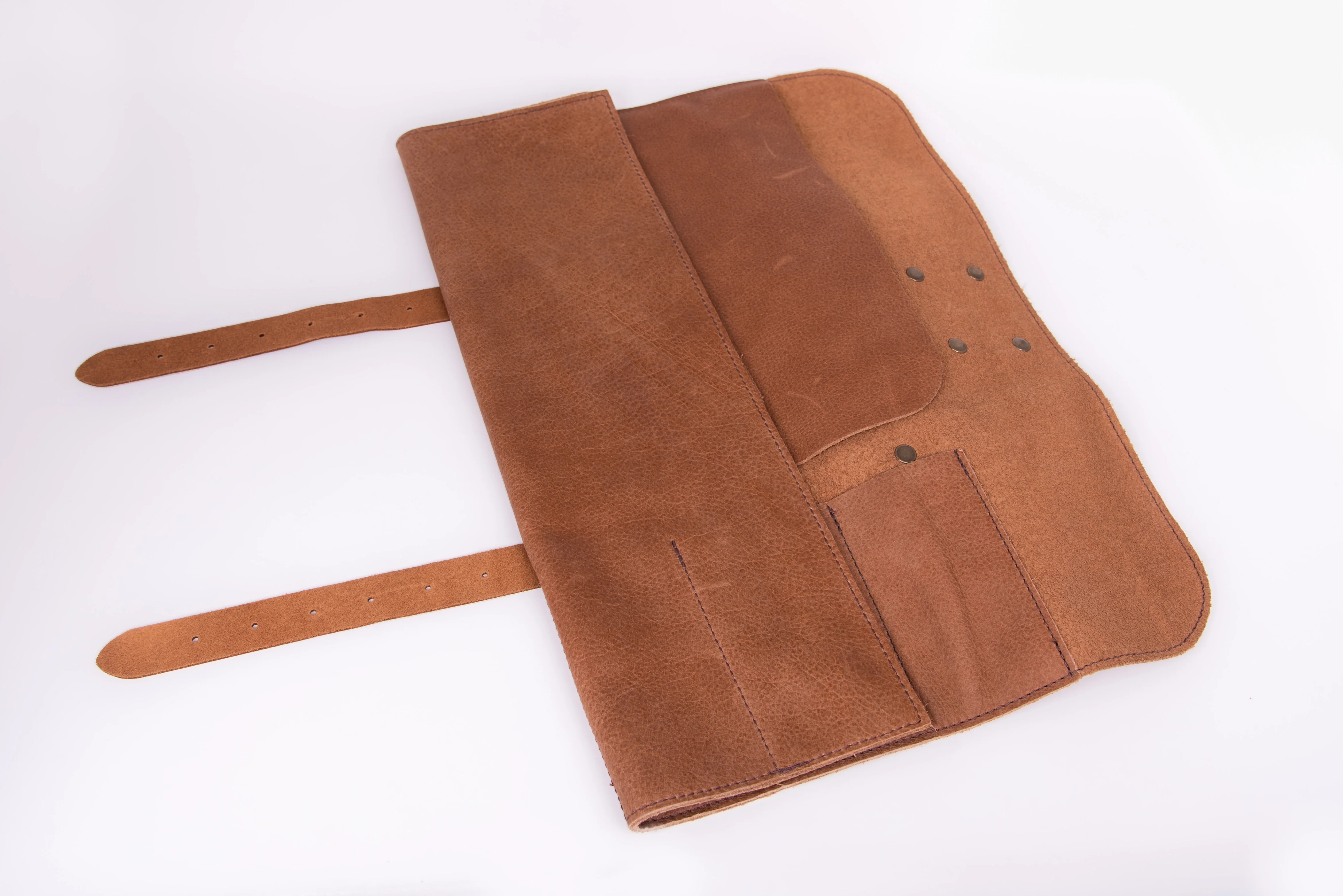 Bolsa cuchillos de piel y herrajes metálicos capacidad 5 piezas - Image 3