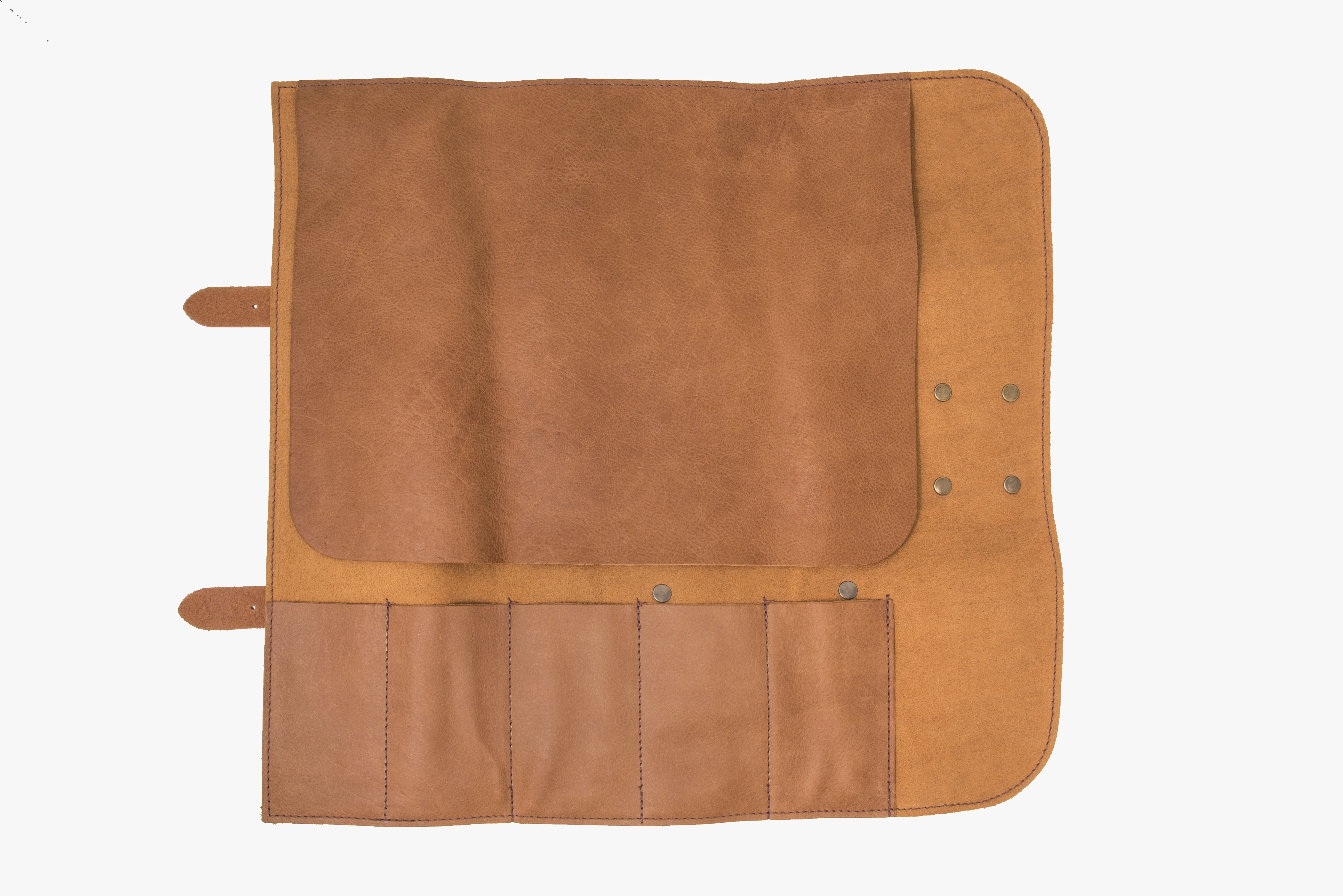 Bolsa cuchillos de piel y herrajes metálicos capacidad 5 piezas - Image 4