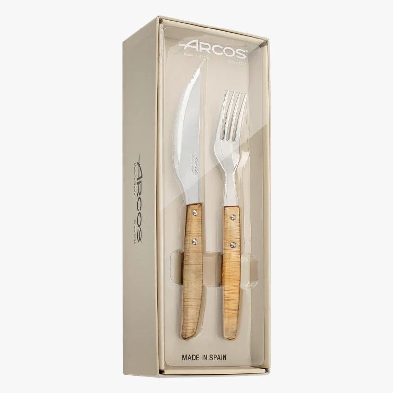 Juego de 6 pzas. Cuchillo Chuletero y 6 pzas Tenedor Madera de Chopo Comprimida - Image 7
