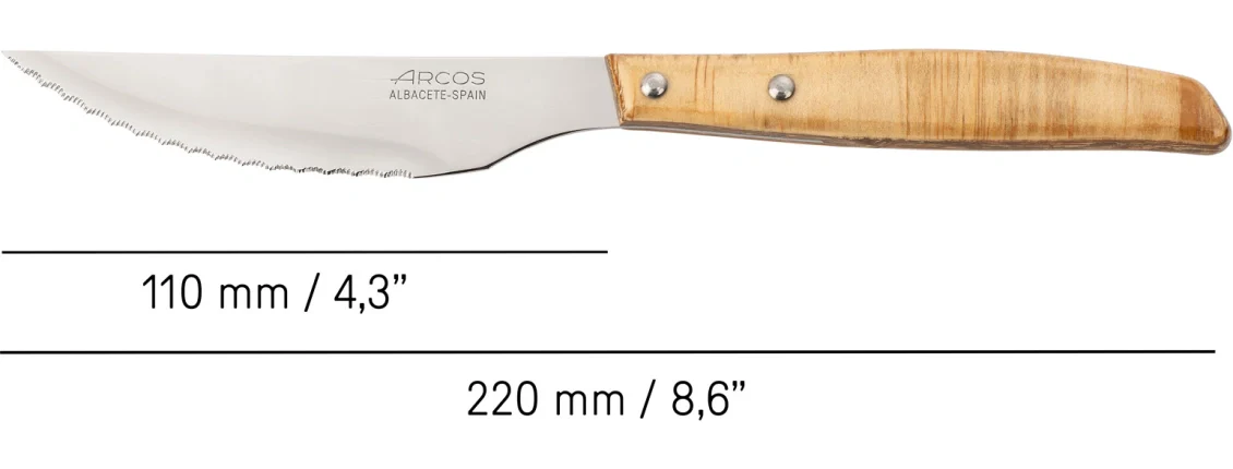 Juego de 6 pzas. Cuchillo Chuletero y 6 pzas Tenedor Madera de Chopo Comprimida - Image 9