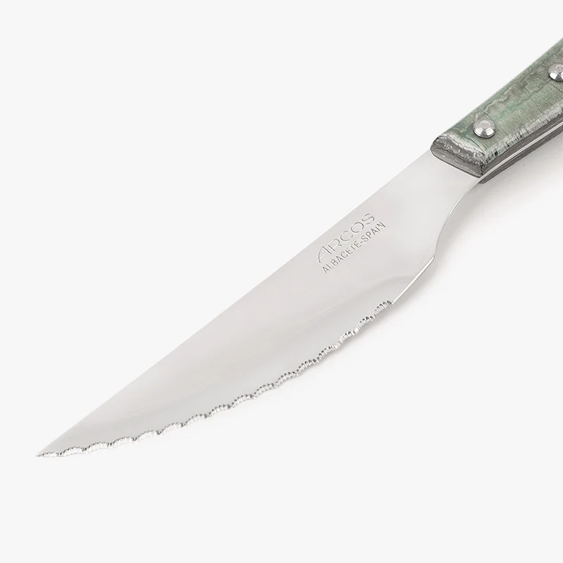 Set 6 pzas. Cuchillo Chuletero Madera de Chopo Comprimida Tinte Azul - Image 3