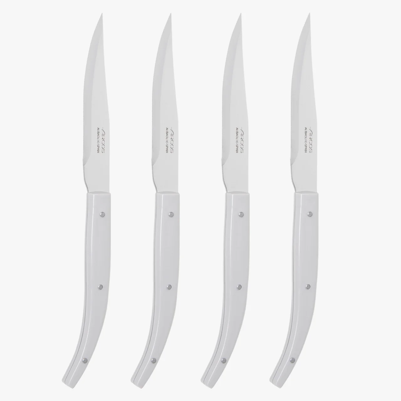 Juego 4 pzas. Cuchillo chuletero Blanco Microserrado