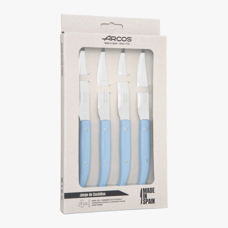 Juego 4 pzas. Cuchillo chuletero Azul Microserrado