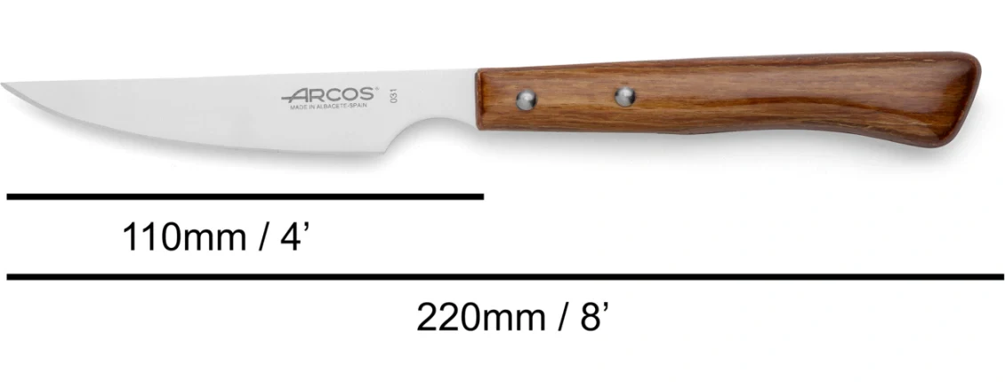 Set 4 Pzas. Cuchillo Chuletero Madera de Haya comprimida Filo Liso 110 mm - Image 2