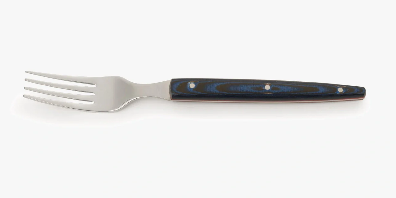Tenedor chuletero The Origin micarta azul 220 mm